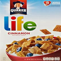 Life シナモンシリアル、18 オンス (14 個パック) Quaker Cereal Life Cinnamon Cereal, 18-Ounce (Pack of 14)