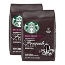 スターバックス 全粒コーヒー、フレンチ ロースト、ダーク ロースト 100% 全粒アラビカ コーヒー、フレッシュな風味のフレーバーロック パッケージ、12 オンス バッグ (2 袋パック) Starbucks Whole Bean Coffee, French Roast, Dark Roast 100%