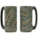 MARA STONEWARE コレクション 1 個 - 16 オンス コーヒー/ティーカップ コレクタブルディナーマグ - セージの葉のデザイン Creativ...