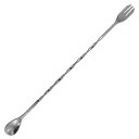 10インチ ツイストステンレススチール カクテルドリンクミキシングバースプーン ガーニッシュフォーク付き (1) Handy Housewares 10" Twisted Stainless Steel Cocktail Drink Mixing Bar Spoon with Garnish Fork (1)