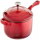 Crock Pot Artisan 3.5 Quart Enameled Cast Iron Deep Saut Pan, Scarlet Red