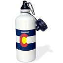 3dRose State Flag of Colorado Sports Water Bottle, 21 oz, White