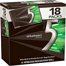 5 ガム スペアミント レイン シュガーフリー ガム、各 18 個、15 スティック 5 Gum Spearmint Rain Sug..