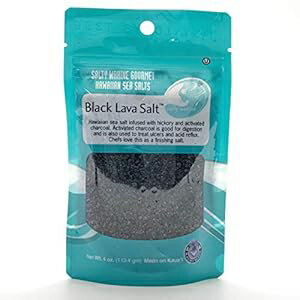 ソルティワヒネグルメハワイアンシーソルト、ブラックラバ、4オンスパケット Salty Wahine Gourmet Hawaiian Sea Salts, Black Lava, 4 Oz Packet