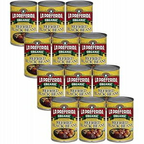 La Preferida Organic Refried Black Beans, 15 oz (Pack of 12)