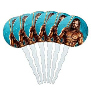 GRAPHICS & MORE Aquaman Movie Jason Mamoa Full Costume Cupcake Picks Toppers Decoration Set of 6