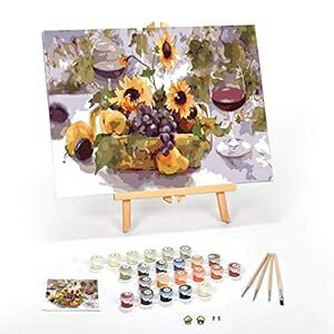 大人向けの数字でペイント: 初心者から上級者までの数字ペイントキット - 楽しいDIY大人のアートや工芸品プロジェクト - キットには16 x 20インチのしわのないキャンバスが含まれます(サマーワイン、16インチ x 20インチのフレーム付き)。 Ledgebay t by Num