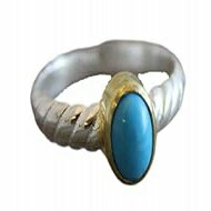 ターコイズ ジェムストーン ミックス メタル ゴールド メッキ スターリング シルバー リング、サイズ 6 Sophia Rose Jewellery Turquoise Gemstone Mixed Metal Gold Plated Sterling Silver Ring, size 6