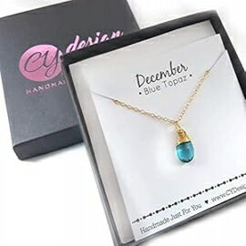 12月の誕生石ブルートパーズクォーツ14Kゴールドフィルドネックレス - 彼女へのギフト CY Design Studio December Birthston...