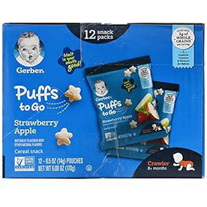 Gerber Puffs to Go, 8+ Months, Strawberry Apple, 12 Snack Packs, 0.5 o...
