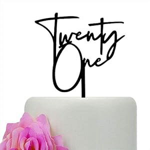 Twenty One ȥåѡϥåԡ 21 Фȥåѡ21 ǯ˴եѡƥǥ졼󡢥֥åߥ顼 XIUHUBA Twenty One Cake Topper, Happy 21st Birthday Cake Toppers, Cheers to 21 Years Party Decorations, Black Mi