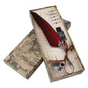 Walfront Quill Pen Set Vintage Ink Set Calligraphy Writing Executive Gift Quill ...