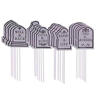 TUDACVTE Halloween Cake Decorations Cupcake Toppers Tombstones Graveya...