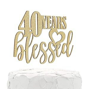 NANASUKO 40th Birthday Cake Topper - 40 years blessed - Double Sided Glitter - Premium quality Made in USA