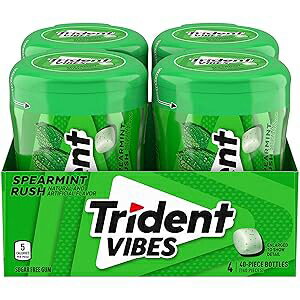 楽天GlomarketTrident Vibes Spearmint Rush Sugar Free Gum, 4 Bottles of 40 Pieces （160 Total Pieces）