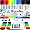 Tomaxis Dual Tip Brush Pens Adult Colouring Pens Felt tips Watercolor Brush Art ...