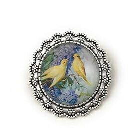 カナリアとライラックのピン - ヴィンテージ風 - ハンドメイド Fern & Filigree Canary and Lilac Pin - Vintage Inspired - Handmade