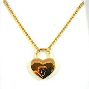 ステートメントロックデイカラーネックレス 純粋な 14K イエローゴールドメッキ 小麦チェーン ハート南京錠とキーチョーカー付き 女性 ガール ブライダル 誕生...