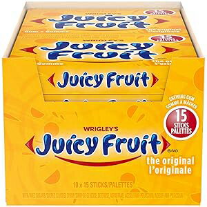 Juicy Fruit Gum Chewing Gum Original Flavor - Bubble Gum - 15 ct (Pack of 10)
