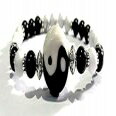 手作りの陰陽、ブラック トルマリン、ハウライト ヒーリング ブレスレット 7 インチ Sky Spirit Jewelry Handmade Yin Yang, Black Tourmaline and Howlite Healing Bracelet 7 Inches