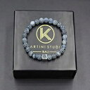 メンズファイヤークラックルメノウとスターリングシルバーブレスレット、ビーズブレスレットマン Kartini Studio Men's Fire Crackled Agate and Sterling Silver Bracelet, Bead Bracelet Man