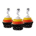 ハロウィン ゴースト カップケーキ トッパー 1パックあたり 12 個 デコレーション ケーキ グリッター カードストック ホワイト Picwrap Halloween ghost Cupcake Topper 12 pieces per Pack Decoration Cake glitter Card Stock White(4)