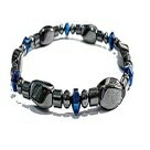 手作りの磁気ヘマタイトとブルーチタンのヒーリング ブレスレット 8 インチ Sky Spirit Jewelry Handmade Magnetic Hematite and Blue Titanium Healing Bracelet 8 inches