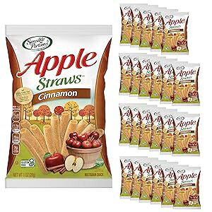 Sensible Portions Apple Straws, Cinnamon Flavor, Gluten-Free Chips, Individual Snacks, 1 Ounce Bag, 24-Pack