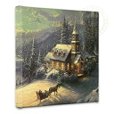 トーマス キンケード 日曜日の夜のそり乗り 14 x 14 ギャラリーラップキャンバス Thomas Kinkade Sunday Evening Sleigh...