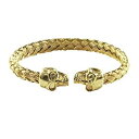 Forziani TENACITY ダブル スカル 18K ゴールドメッキ 編組ステンレススチール オープン カフ バングル ブレスレット メンズ - サイズ ...
