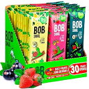 Bob Snail Snacks Variety Pack - 30 Healthy Individual Packs for Kids Adults with Natural Strawberries Blackcurrant Apple and Pear Gluten-Free Vegan Low Carb Fruit Bar No Sugar Added
