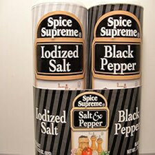 Spice Supreme Black Pepper (.75 Oz) and Iodized Salt (3.25 Oz) Shakers