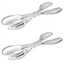 Chef Craft 20353-2PK Premium Salad Tongs 11 1/4 (Value 2-Pack), White