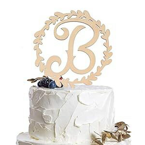 LINGTEER パーソナライズされたイニシャル B 木製ケーキトッパー 誕生日 素朴な結婚記念日 ギフト 記念品 パーティーデコレーションに最適 LINGTEER Personalized Inital Letter B Wooden Cake Topper Perfect for Birthday Rustic Wedding Anniversar