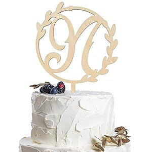LINGTEER Personalized Inital Letter N Wooden Cake Topper Perfect for Birthday Rustic Wedding Anniversary Gift Keepsake Party Decoration