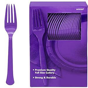 ビッグ パーティー パック プラスチック フォーク ニューパープル 100カラット。 パーティー用品 amscan Big Party Pack Plastic Forks New Purple 100 ct. Party Supply