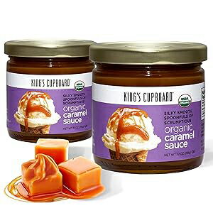 7.7 Ounce (Pack of 2), King's Cupboard Organic Caramel Sauce - The Perfect Sauce for Ice Cream, Fruit Dip, Topping Desserts, Caramel Drizzle for Coffee - Gluten-Free, Kosher, Organic, All Natural, 7.7 oz - Pa