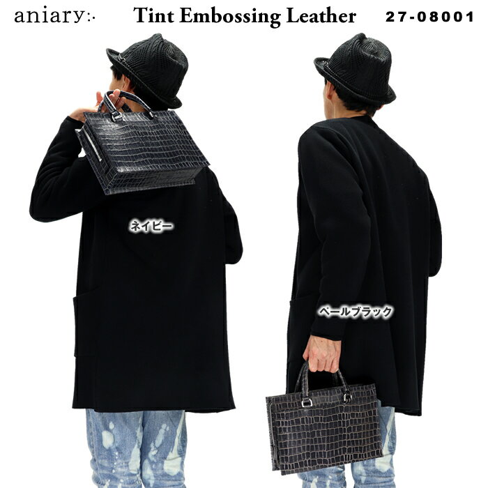 アニアリ aniary レザークラッチバッグ ミニバッグ ミニトートバッグ クロコ型押し Tint Embossing Leather 27-08001 メンズ レディース