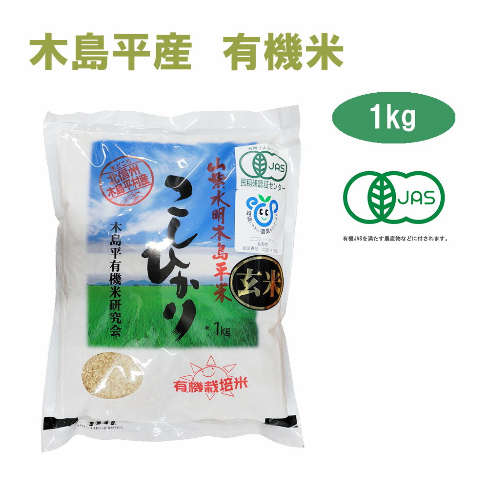 令和5年産 新米 こしひかり お試し 1kg 玄米　有名ブランド 長野県 木島平産 丸山さん家の無農薬 有機栽培米（JAS認定）JAS　お米 無農薬 有機米 有機栽培 オーガニック おためし 有機農法　有機　マクロビ 米 ブランド米 贈答 お歳暮 御歳暮 高級米