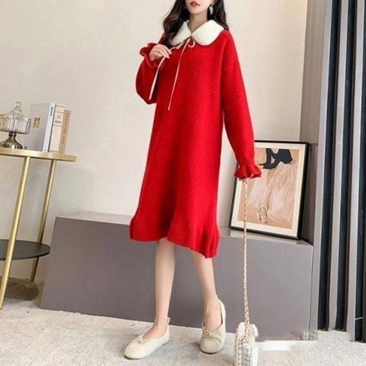 【送料無料】マタニティ 授乳服 ニットワンピース おしゃれ ニット レディース 秋 出産 冬 オフィス ハイネック トップス 妊娠 大きいサ 2