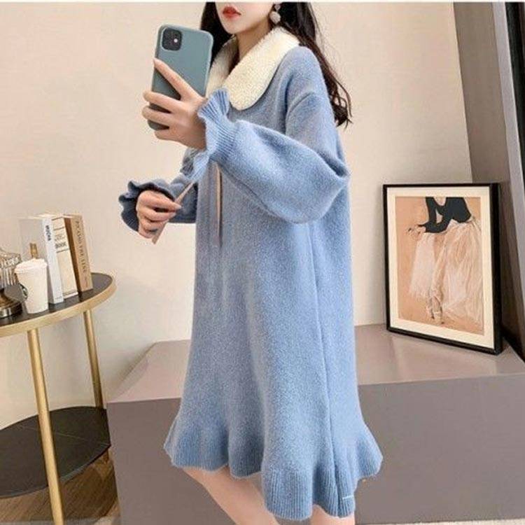 【送料無料】マタニティ 授乳服 ニットワンピース おしゃれ ニット レディース 秋 出産 冬 オフィス ハイネック トップス 妊娠 大きいサ 3