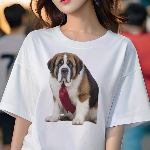 セントバーナード Tシャツ レディース 犬ファン 半袖 春夏 犬柄 カジュアル かわいい 人間用 個性派 こ..
