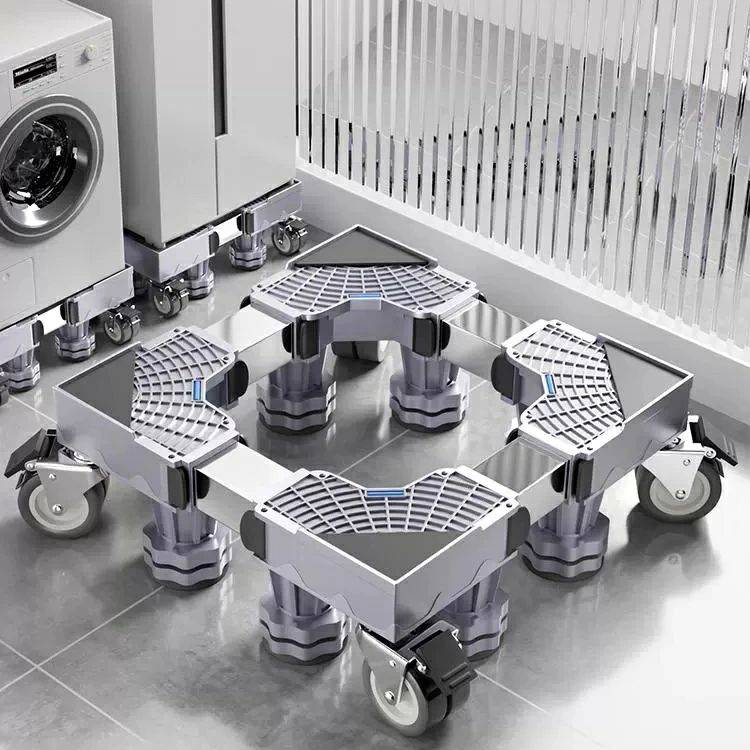 洗濯機 台 キャスター 4足4輪 洗濯機置き台 防水パン 冷蔵庫置き台 洗濯パン 防振パッド付き 360度回転..