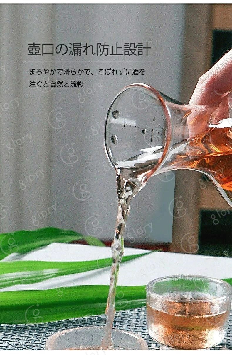 ガラス製 徳利 冷酒器 400ml 氷ポケット付 耐熱 日本酒 ワイン用 デキャンタ 水差し