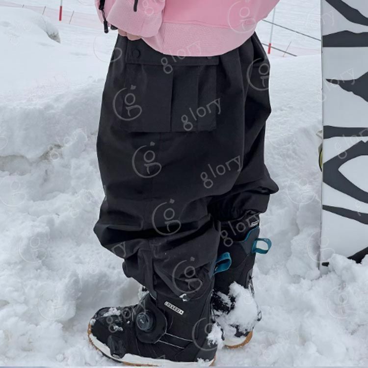 スノーボードウェア メンズ レディース スキーパンツ 黒 薄手 春 秋 カーゴパンツ ...