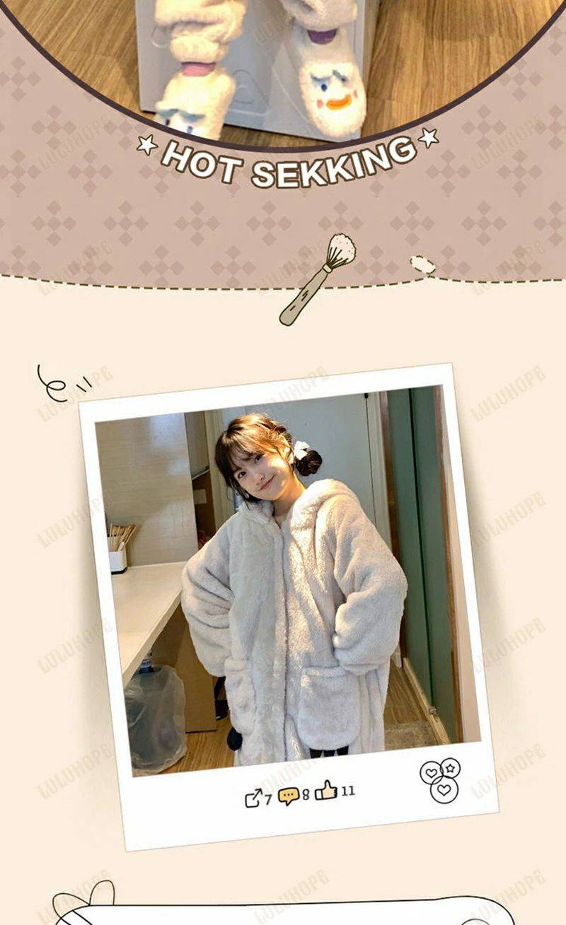 耳付き もこもこ ルームウェア レディース かわいい ガウン ワンピース パジャマ 秋 冬 フード付き 寝巻き モコモコ 部屋着 ブラ