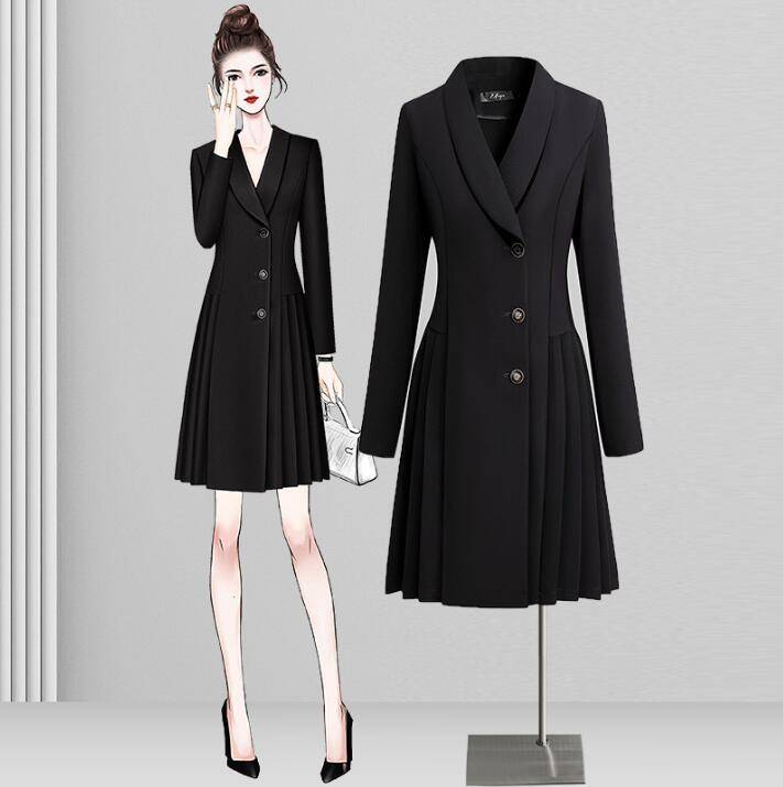 【送料無料】無地 カジュアルスーツ 新品 送料無料 レディーススーツ 大人気 「ワンピーススーツ」 通勤 OL 女性 ビジネススーツ 結婚式 リクルートスーツ 制服 フォーマル 着痩せ 20代30代40代 司会 宴会 大きいサイズ 二次会 Size：S/M/L/XL/2XL/3XL 発表会 ブラック