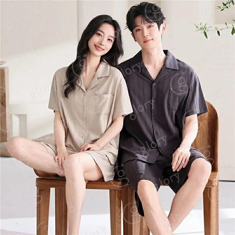 新品　ペア パジャマ 半袖 夏 綿 男女2着 セット 無地 通気 シンプル 高級 カップル ルームウェア 春夏 ペアパジャマ 結婚祝い プレゼント お祝い おもしろ 夫婦 新品　 上下セット レディース 部屋着 メンズ