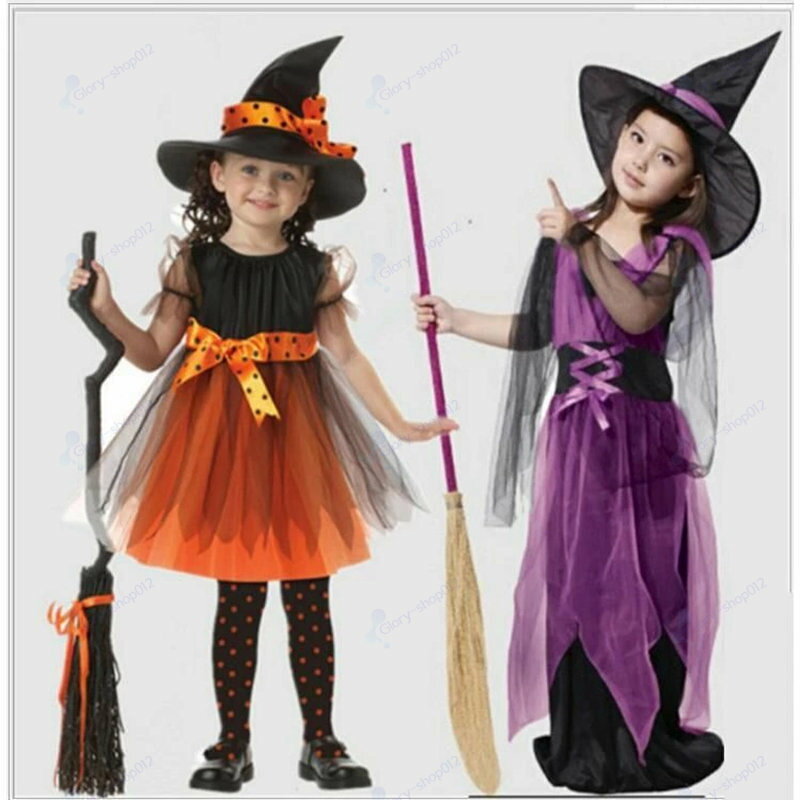 Rakuten - ハロウィン コスプレ 魔女 子供 衣装 女の子 可愛い 仮装 ワンピース ドレス ウィッチ キッズ 巫女 魔女っ娘