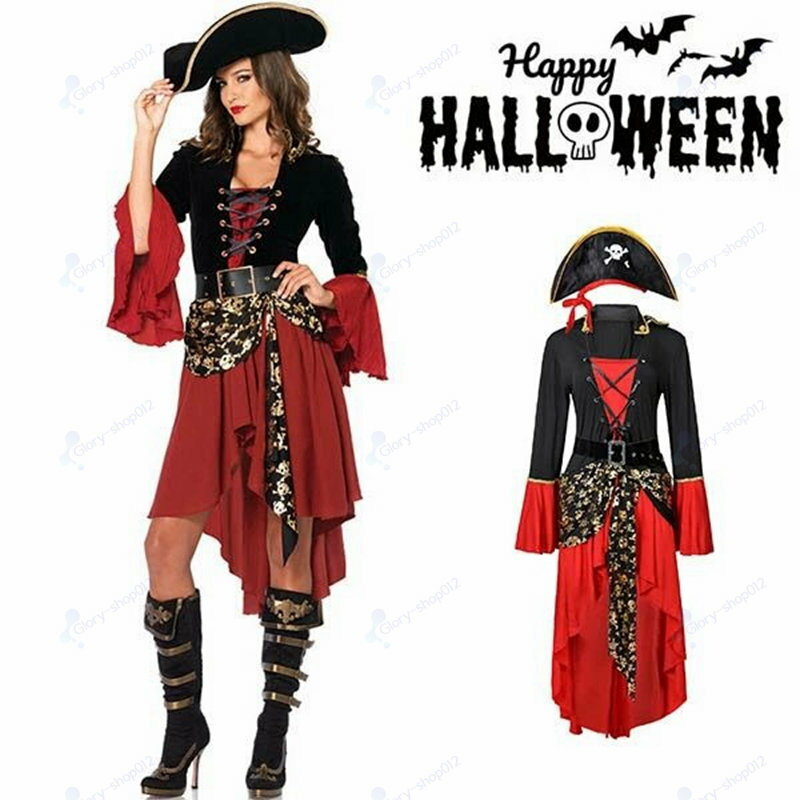 ハロウィン 仮装 ハロウィン コスチューム 海賊 巫女 舞台演出服 コスプレ衣装 魔女 レディース 船長 ドレス ワンピース ウェスタン カウガール Halloween